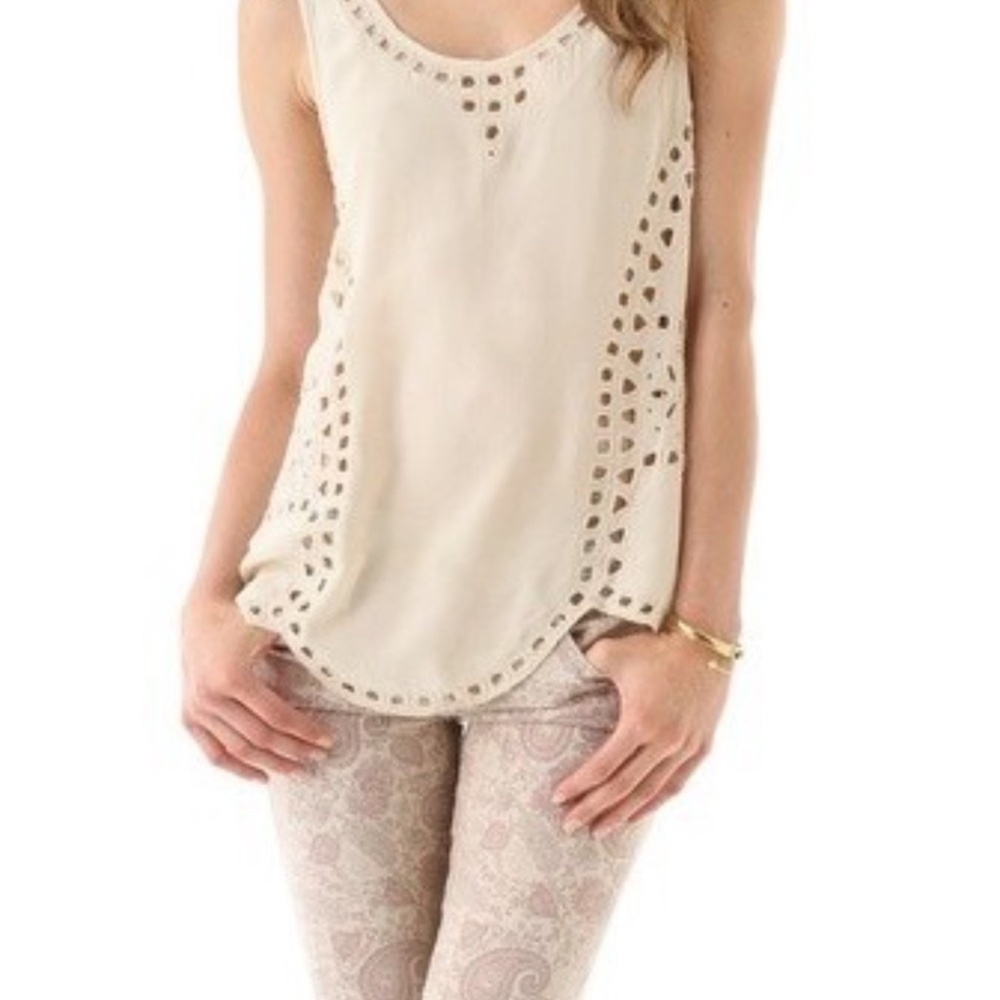 Joie Reena Silk Beaded Cream Beige Tank Top Size S - Picture 3 of 14
